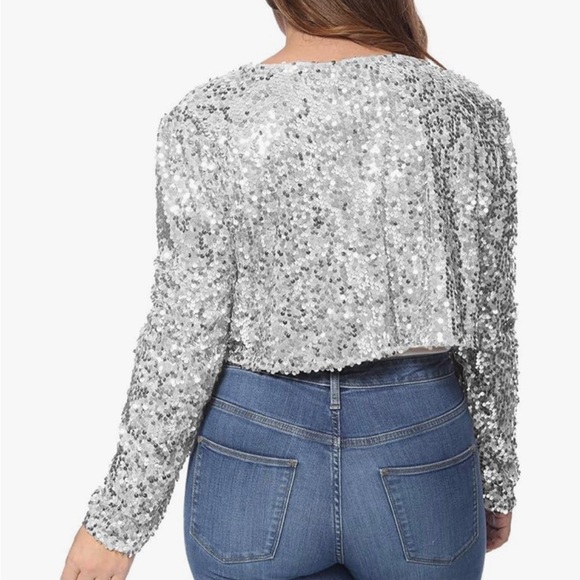 Anna-Kaci Silver Sequins Boléro Jacket sz L - Picture 3 of 8